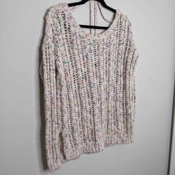 AEO Open Knit Keyhole Confetti Sweater Sz M - Picture 5 of 6